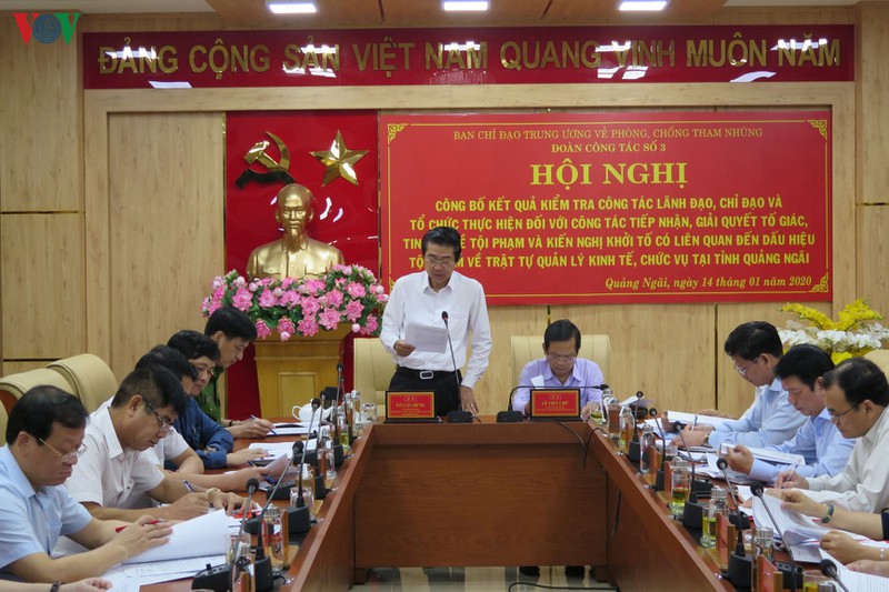 Ban chỉ đạo TƯ về phòng chống tham nhũng làm việc tại tỉnh Quảng Ngãi