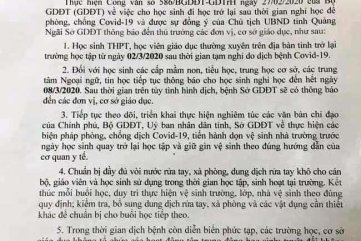 Học sinh bậc mầm non đến THCS ở Quảng Ngãi nghỉ tiếp 1 tuần