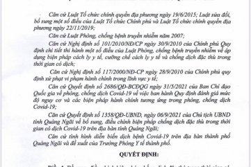[HOẢ TỐC] TP. QUẢNG NGÃI: Từ 18h chiều nay 07/9,
