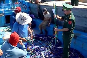 Video: Lý Sơn bắt giữ tàu cá sử dụng súng điện khai thác hải sản trái phép
