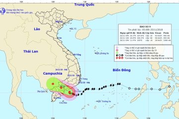Bão số 9 áp sát đất liền, Quảng Ngãi có mưa to