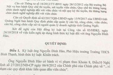 Bình  Sơn:Kỷ luật hàng loạt cán bộ vụ "từ rớt thành thủ khoa"